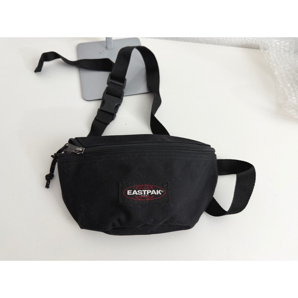Eastpak Springer Fanny Pack Black Canvas Waist Bag Adjustable Strap EK074008